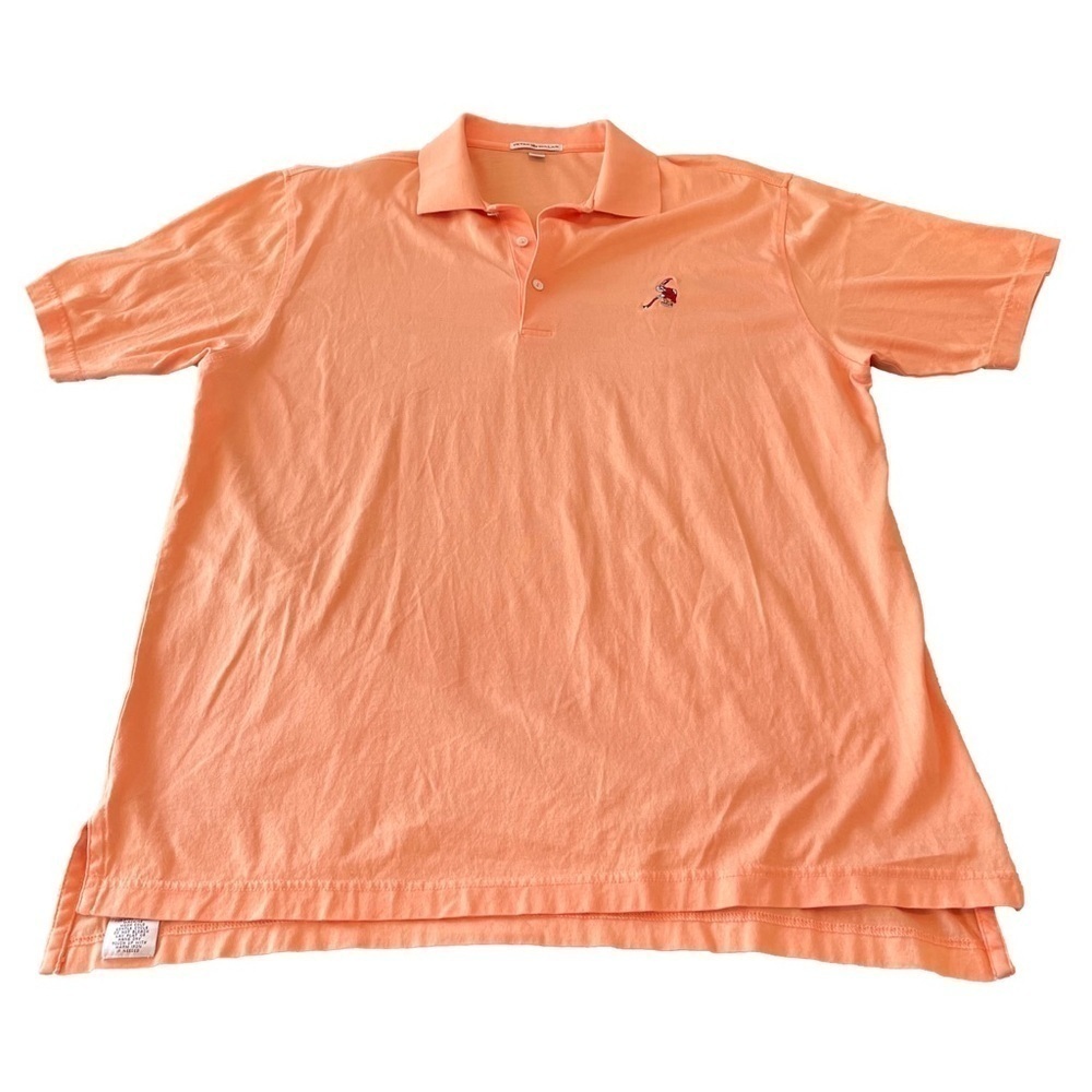 Peter Millar 100% Cotton Golf Shirt Orange Size Large